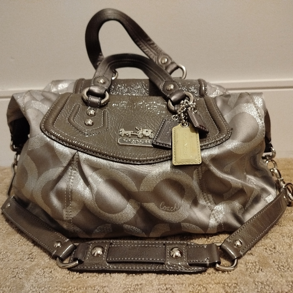 Coach Silver Madison Op Art Audry Satchel